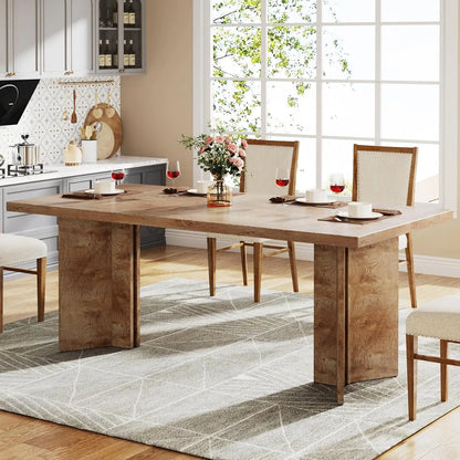 63-inch Dining Table for 4-6, Farmhouse Kitchen Table with Large Tabletop