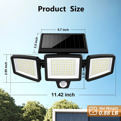 (5/4/3/2/1 pcs) 3-Head Solar Outdoor Light, Motion Sensor Security Light with Wireless Remote Control