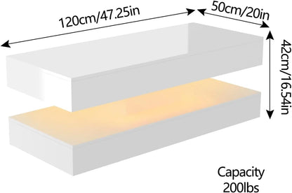 Modern Stylish Coffee Table with LED lights, Double-Layer Design for Living Room Coffee Table with 2 Storage Drawers