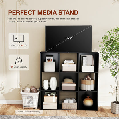 9 Cube Storage Organizer Wooden Shelf Bookcase Open Bookshelf for Living Room and Home Office Display Storage Bookcase