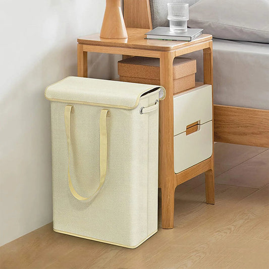 Clothes Hamper with Lid Collapsible Cotton-Like Linen Laundry Hamper for Home Bathroom or Travel Local Delivery