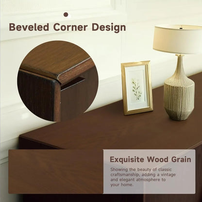 59" Sideboard Buffet Cabinet Retro Accent Storage Cabinet with Magnetic Door Latches Adjustable Shelf for Living Room Kitchen