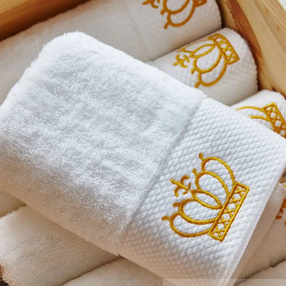 Embroidered Crown White bath towel 5stars Hotel Towels 100% Quality Towel Washcloths