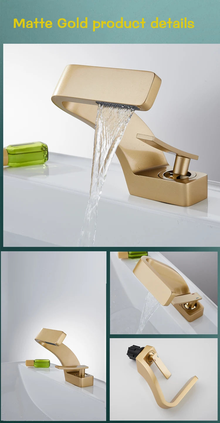 Bathroom Deck Mounted Basin Faucet Black Sink Tap Single Hole Water Tap Hot and Cold Mixer Faucet