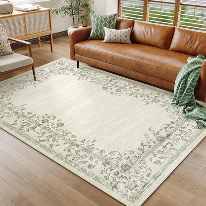 Washable Floral Area Rug