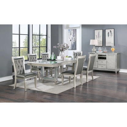 Antique traditional dining table or side chair rectangular table top w glass insert leaf tufted chair kitchen formal