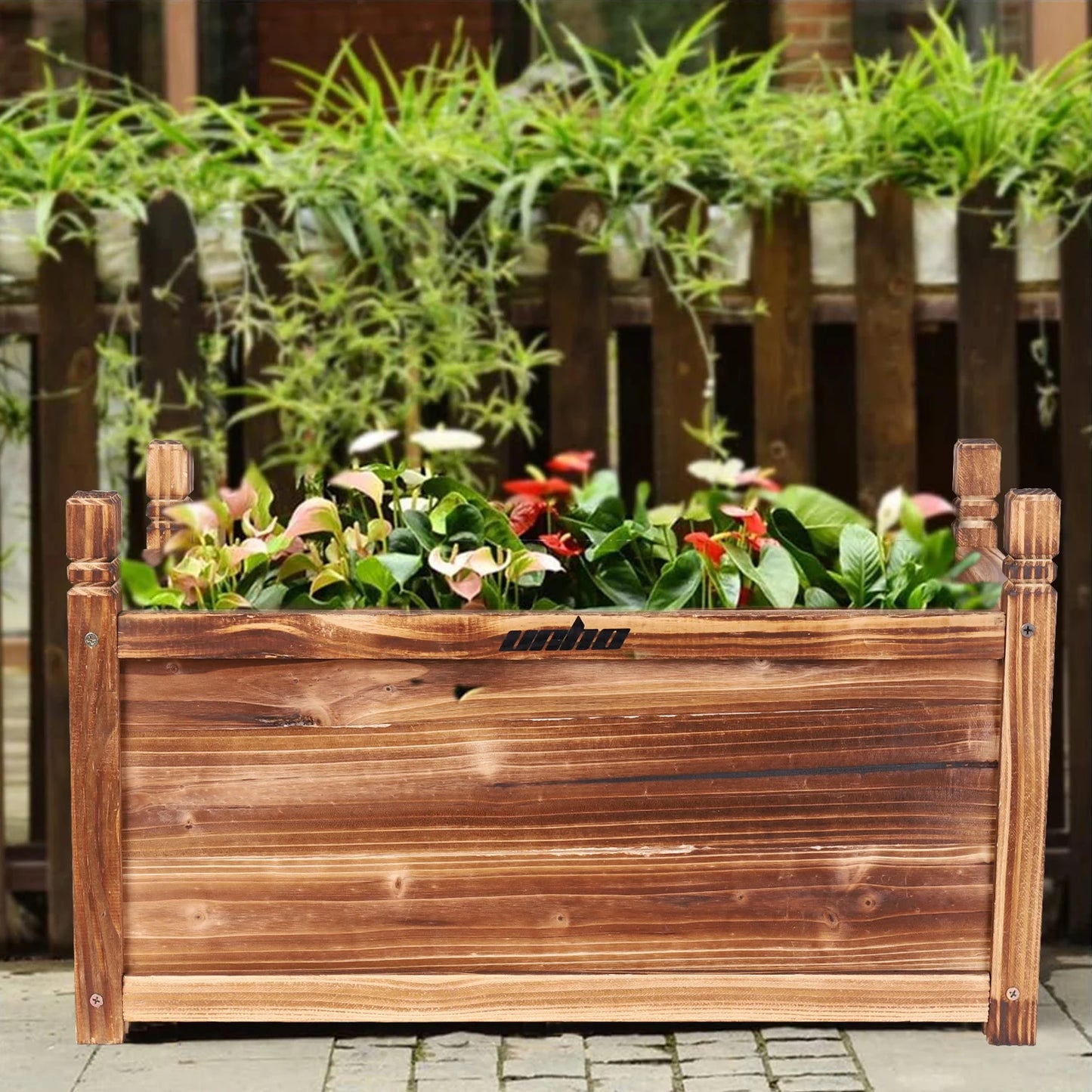 Wood Planter Box Outdoor Raised Planter Beds Garden Large Patio Containers for Flowers Vegetables