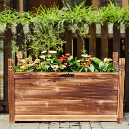 Wood Planter Box Outdoor Raised Planter Beds Garden Large Patio Containers for Flowers Vegetables