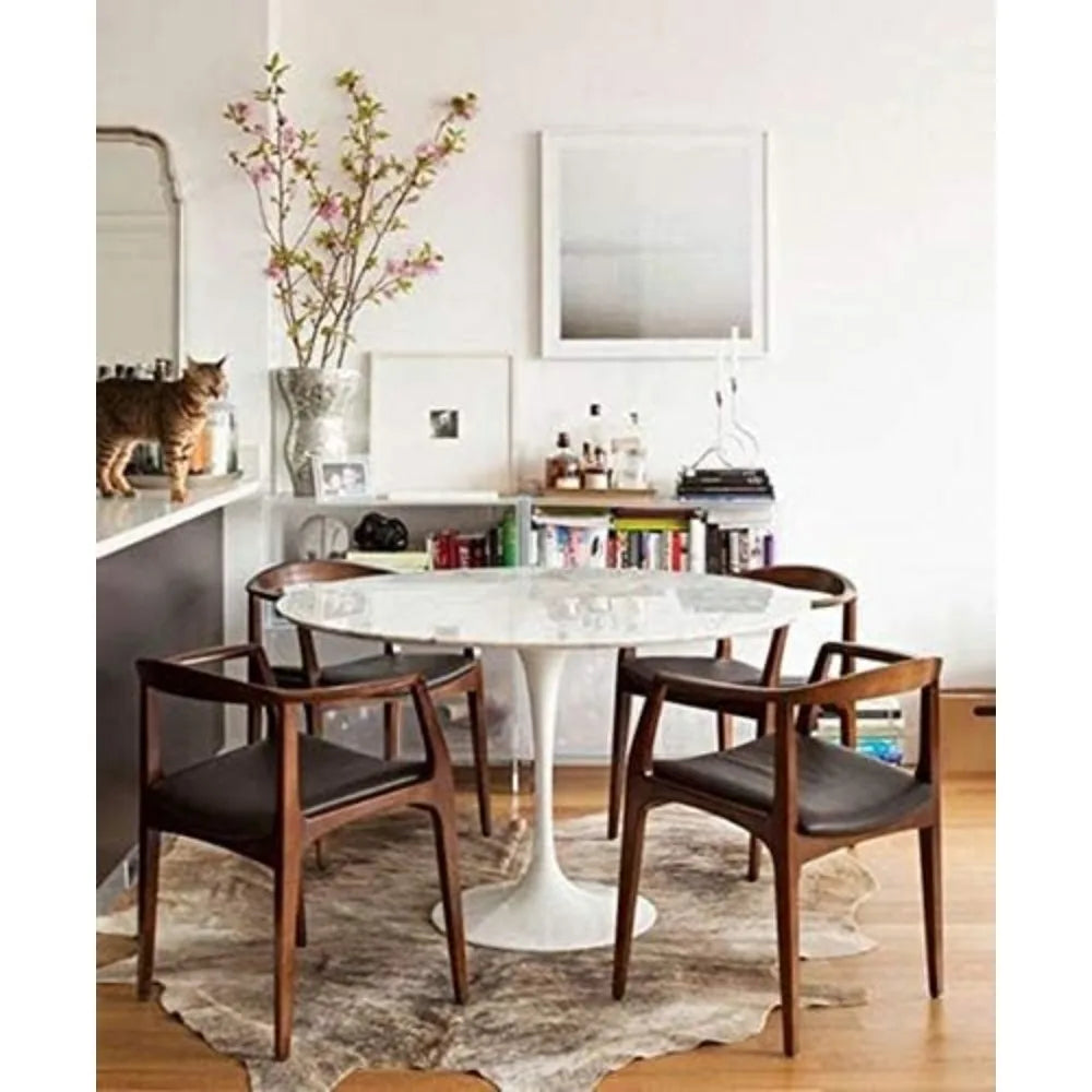 Solid Wood Farmhouse Dining Chairs with PU Leather Cushion Seat