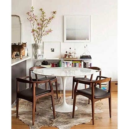 Solid Wood Farmhouse Dining Chairs with PU Leather Cushion Seat