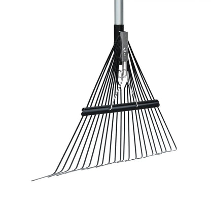 Fiberglass Long Handle 22-Tine Steel Leaf Rake with Comfort End Grip