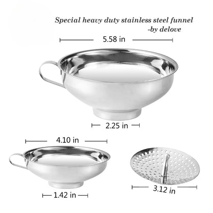 Canning funnel with filter for wide and regular Mason jars - wide mouth funnel for kitchen