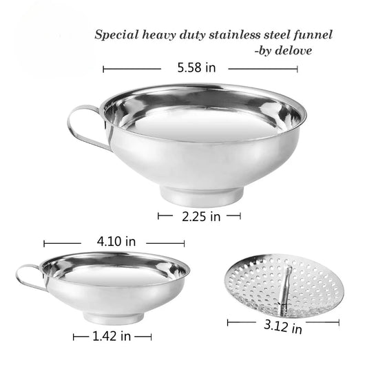 Canning funnel with filter for wide and regular Mason jars - wide mouth funnel for kitchen