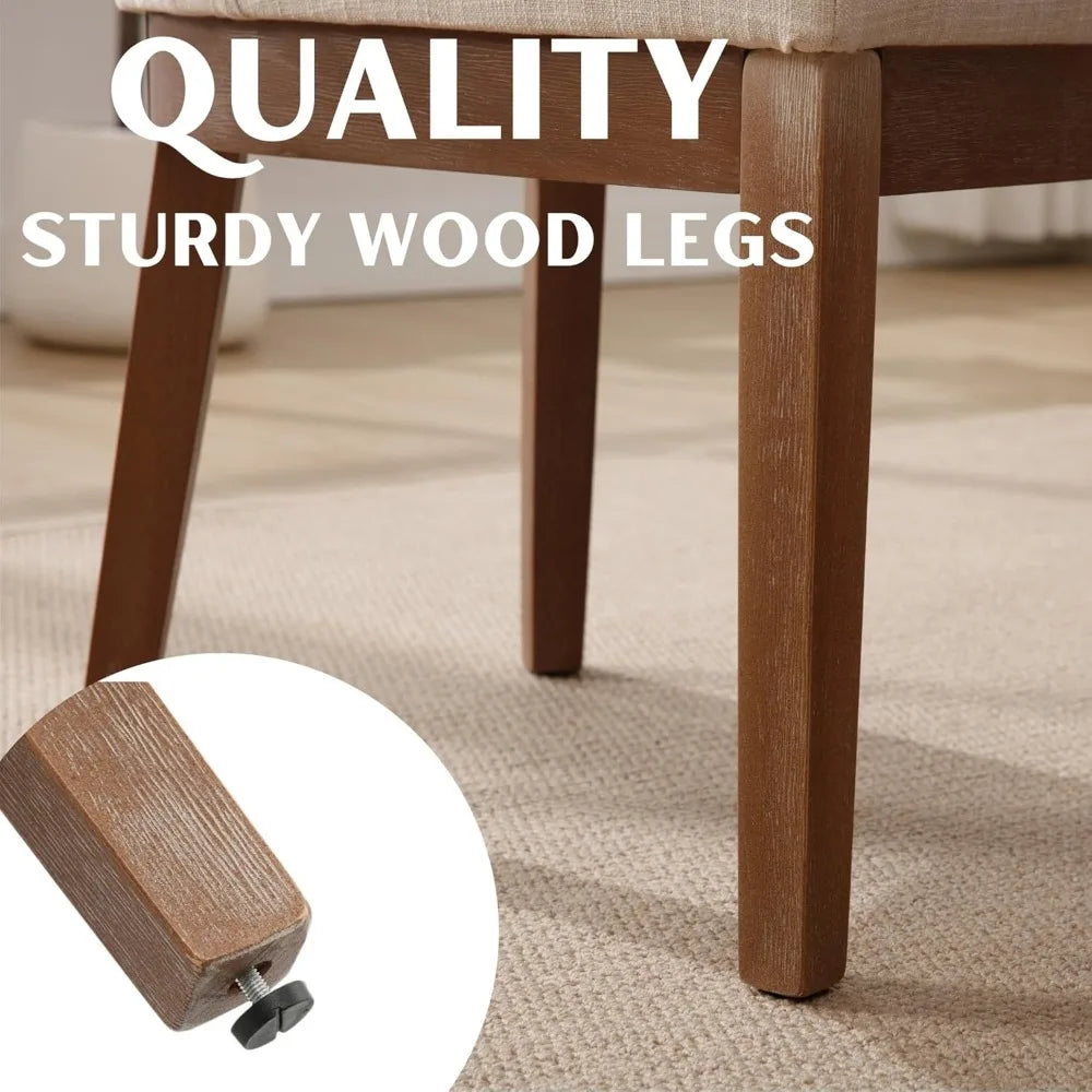 set of 4 comfortable linen-upholstered dining chairs with back support for modern kitchen