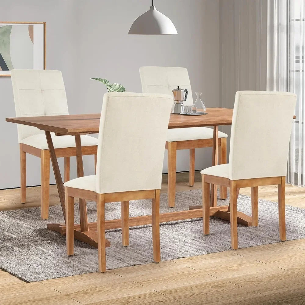 Dining Chairs , Modern Upholstered Fabric Dining Room Chairs, Armless Kitchen Chairs with Wood Legs and Padded Seat