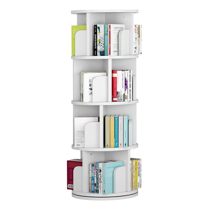 4 Tier Rotating Bookshelf Tower Floor Standing Storage Rack 360 Degree Revolvin Bookcase  Narrow Bookshelf Organizer for Home