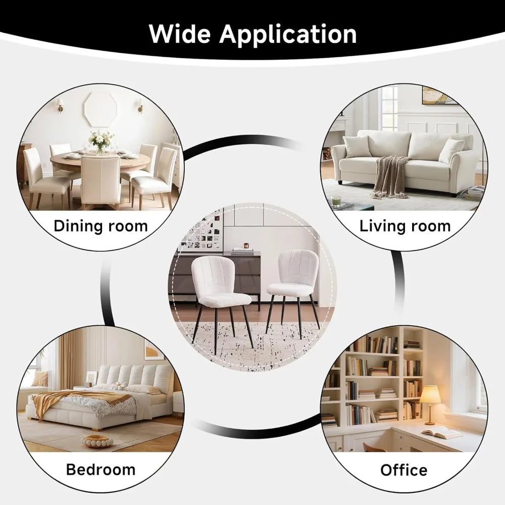 Dining Chairs Set of 4, Modern Chenille Upholstered Kitchen Chairs with Metal Legs, Ergonomic Wingback Design Armless Chair