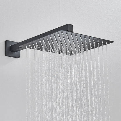 Black Concealed Shower System Rain Waterfall Bathroom Embedded Shower Faucet Set with Tub Spout
