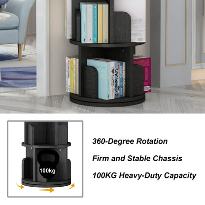 4 Tier Rotating Bookshelf Tower Floor Standing Storage Rack 360 Degree Revolvin Bookcase  Narrow Bookshelf Organizer for Home