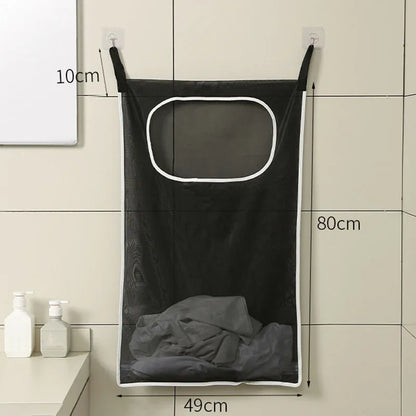Over-the-Door Hanging Laundry Basket Wall-mounted Dirty Clothes Storage Organizer for Bathroom