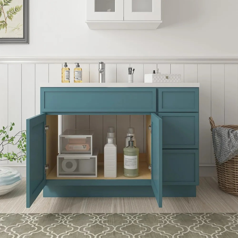 42" Unassembled  Bathroom Vanity - 2-Door & 3-Drawer Floor Cabinet