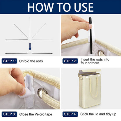 Clothes Hamper with Lid Collapsible Cotton-Like Linen Laundry Hamper for Home Bathroom or Travel Local Delivery