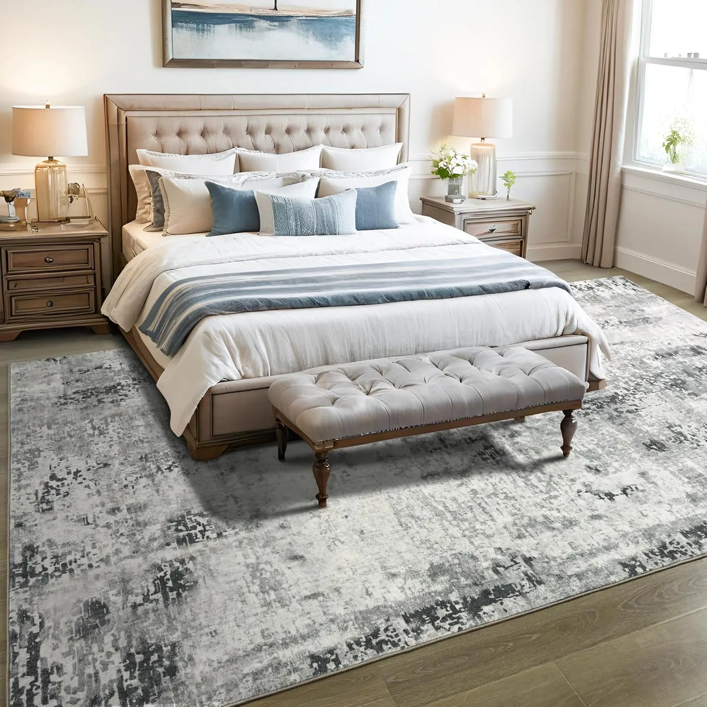 Living Room Area Rugs Soft Large Modern Abstract Area Rug, Vintage Machine Washable Non Slip Carpet , Low Pile Rugs