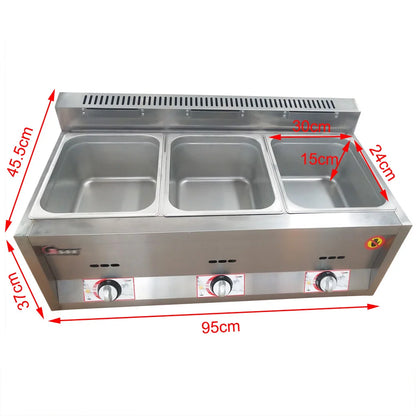 3 Pan Gas Fryer Catering Food Warmer Steam Table Buffet Restaurant 3 Well Deep Fryer Home Kitchen Use