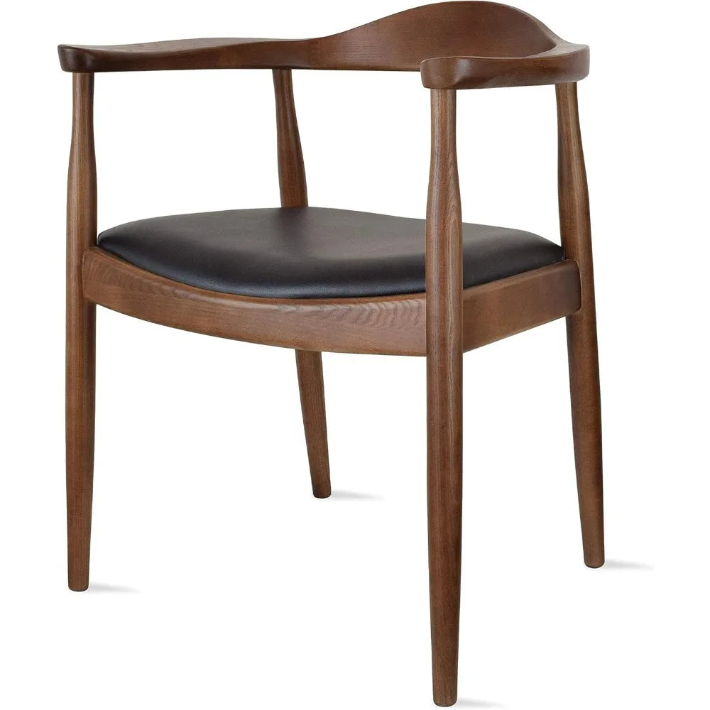 Solid Wood Farmhouse Dining Chairs with PU Leather Cushion Seat