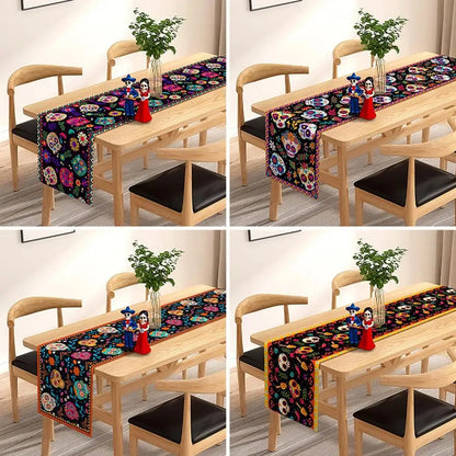 Mexican Skull Tablecloths Rustic Linen Table Cloth Mexican Theme Party Supplies Day Of The Dead Altar Decorations For Festival