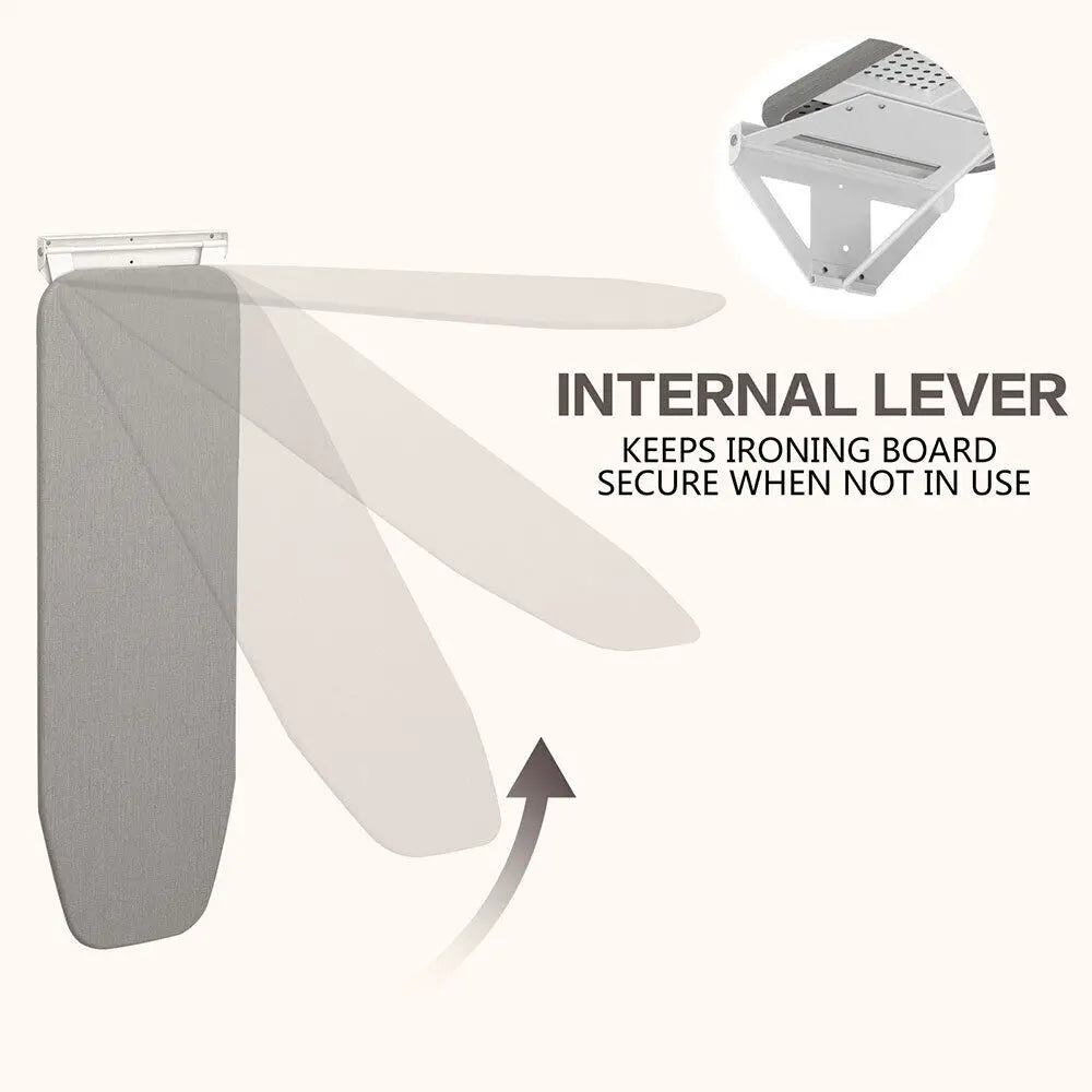 Foldable Wall Mounted Rotating Ironing Board Easy Installation Ironing Station Laundry Room Space Saver Gray 39"x12"