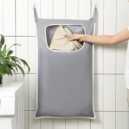 Over-the-Door Hanging Laundry Basket Wall-mounted Dirty Clothes Storage Organizer for Bathroom