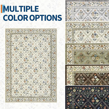 Vintage Washable Area Rugs for Living Room Soft Low-Pile Non-Slip Carpet  for Bedroom Dining Room Home Office
