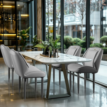 2Pcs PU Leather Dining Chairs Armless Wide Back Modern Accent Chairs for Dining Room Kitchen Suitable for All Tables