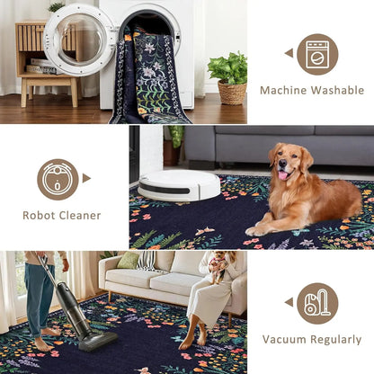 Washable Floral Rug ,Soft ,Non Slip