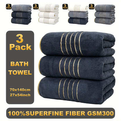 3pcs Ultra-Soft Coral Bath Towel Set - Quick-Dry Luxury Spa & Gym Towels, Large Bath Sheets , Lightweight & Highly Absorbent