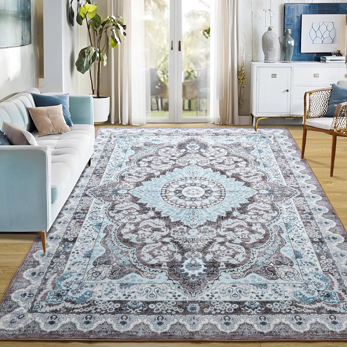 Non-Slip Low Pile Area Rugs ,Machine Washable