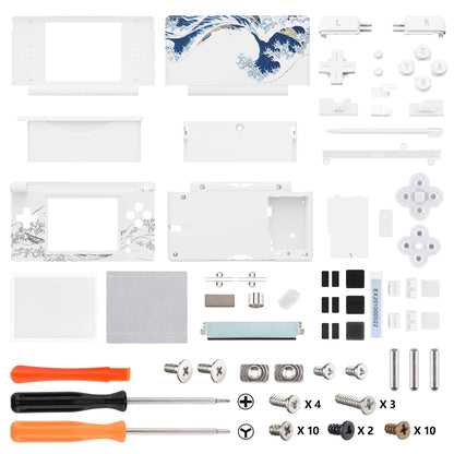 eXtremeRate Replacement Full Housing Shell for Nintendo DS Lite, Case Cover with Buttons, Screen Lens for NDSL - Single Series