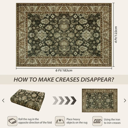 New Vintage Floral Rugs Soft Accent Large Area Rug Fluffy Carpet for Bedroom Living Room