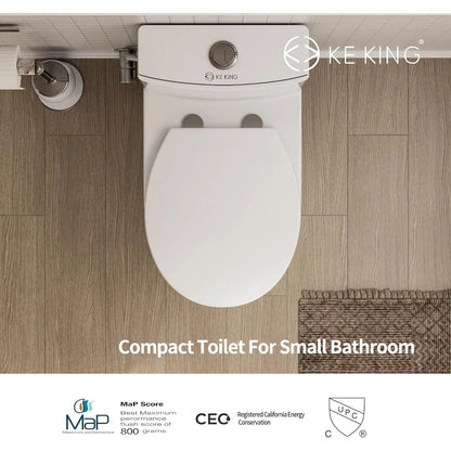 Quiet Dual & Powerful Flush Modern Toilet for Small Bathroom, Space Saving Toilet with Soft Close Seat, 12'' Rough-In