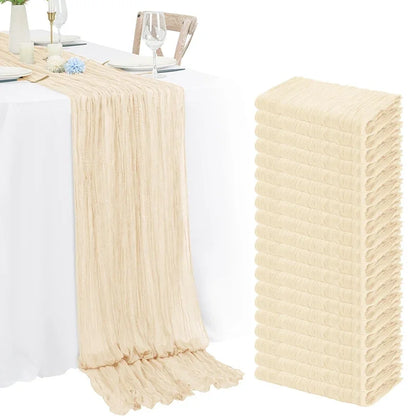 1pc Cheesecloth Table Runner,Country Style Gauze Cheese Cloth Tablecloth For Wedding,Bridal Shower,Baby Shower,Birthday Party