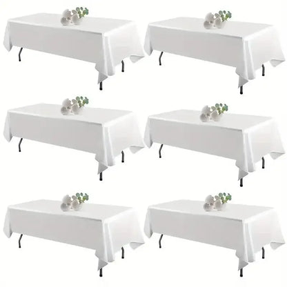 6Pcs Wrinkle Resistant Washable Polyester Table Cover ,White