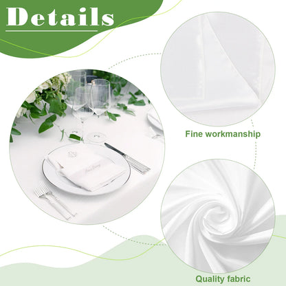 6Pcs Wrinkle Resistant Washable Polyester Table Cover ,White