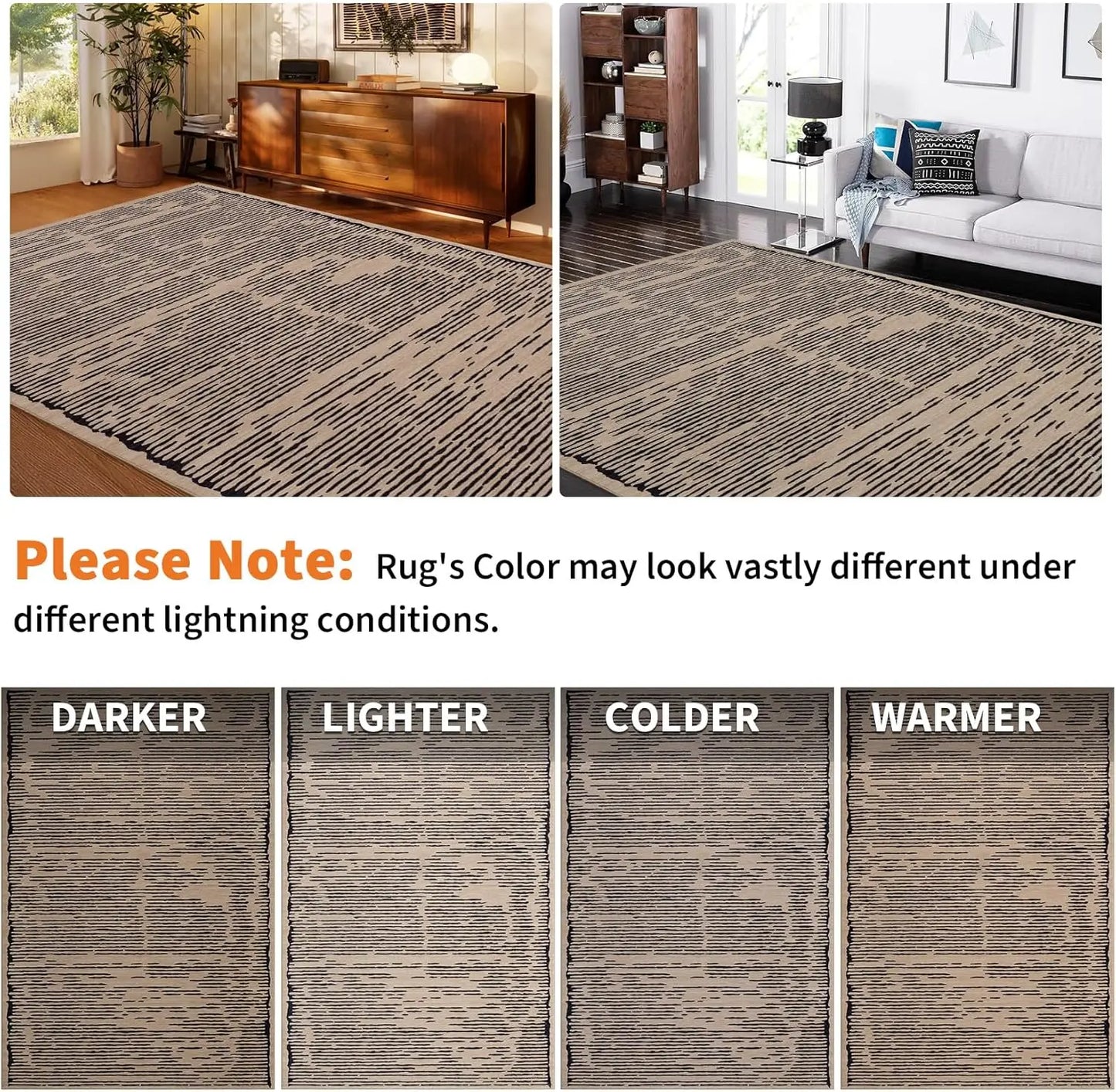 Washable Modern Stripe Carpet Non Slip