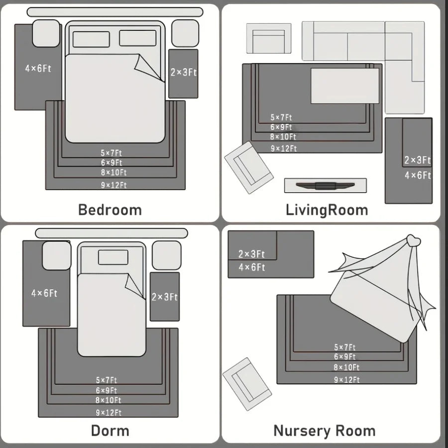 Large plush area rug, decorative for living room, super soft and fluffy plush rug for bedroom