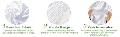 6Pcs Wrinkle Resistant Washable Polyester Table Cover ,White