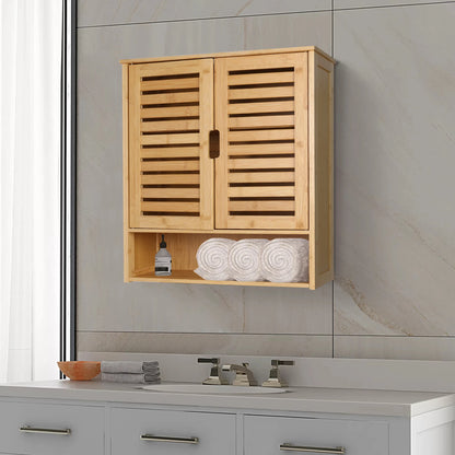 Wall Cabinet Bathroom Storage Cabinet Wall Mounted with Adjustable Shelves Inside, Double Door Medicine Cabinet, Utility Cabinet