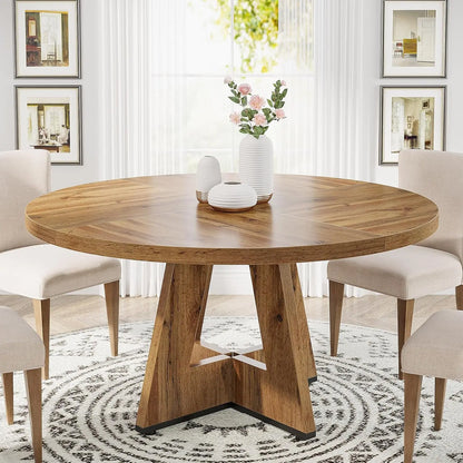Round Wood Dining Table For Kitchen or Dining Room, 47 in