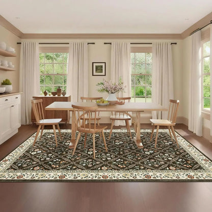 Vintage Washable Area Rugs for Living Room Soft Low-Pile Non-Slip Carpet  for Bedroom Dining Room Home Office