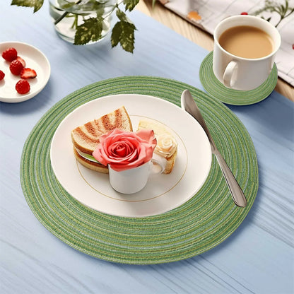 Round Braided Set of 6 Washable Round Placemats for Christmas Kitchen Wedding Dining Table 34cm Woven Heat Resistant Place Mats
